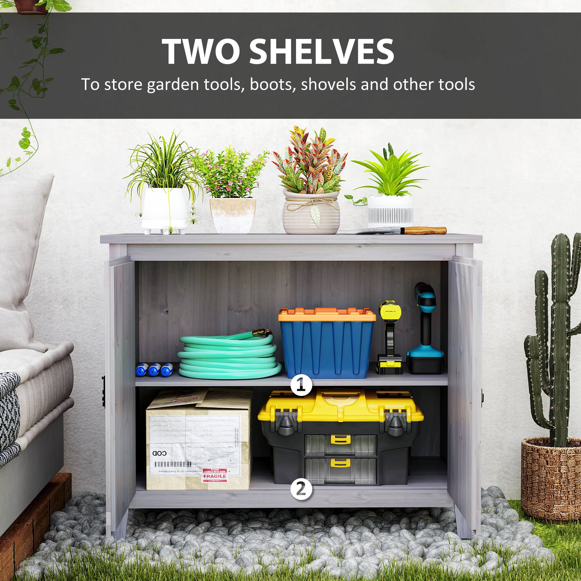 TWO SHELVES To store garden tools, boots, shovels and other tools | A 1 COD I 1 I FRAGILE | 2