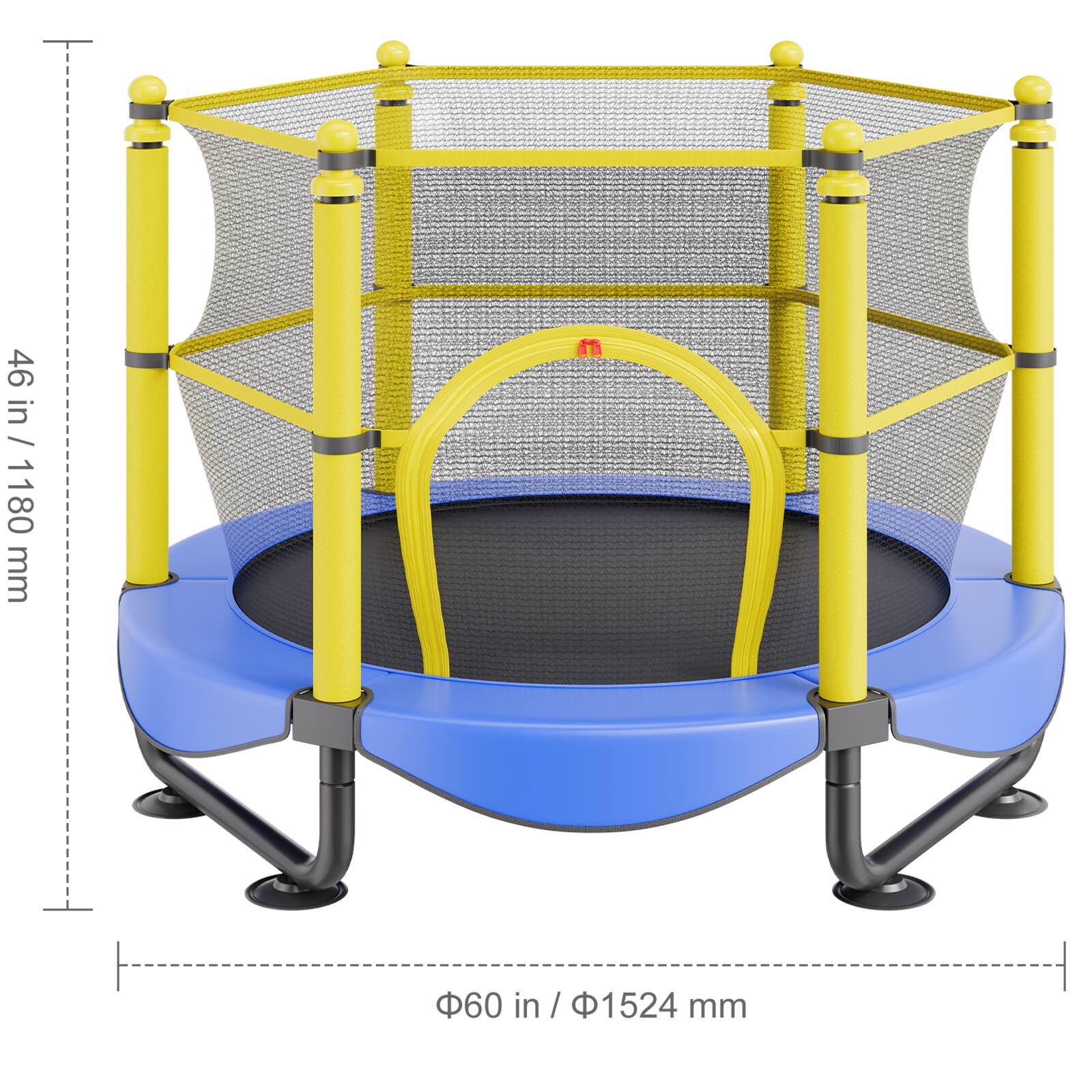 Kindertrampoline, diameter 140 cm, indoor kindertrampoline met veiligheidsnet en gevoerde veiligheidsafdekking, outdoor trampoline voor vanaf 3 jaar, tuintrampoline, blauw en rood