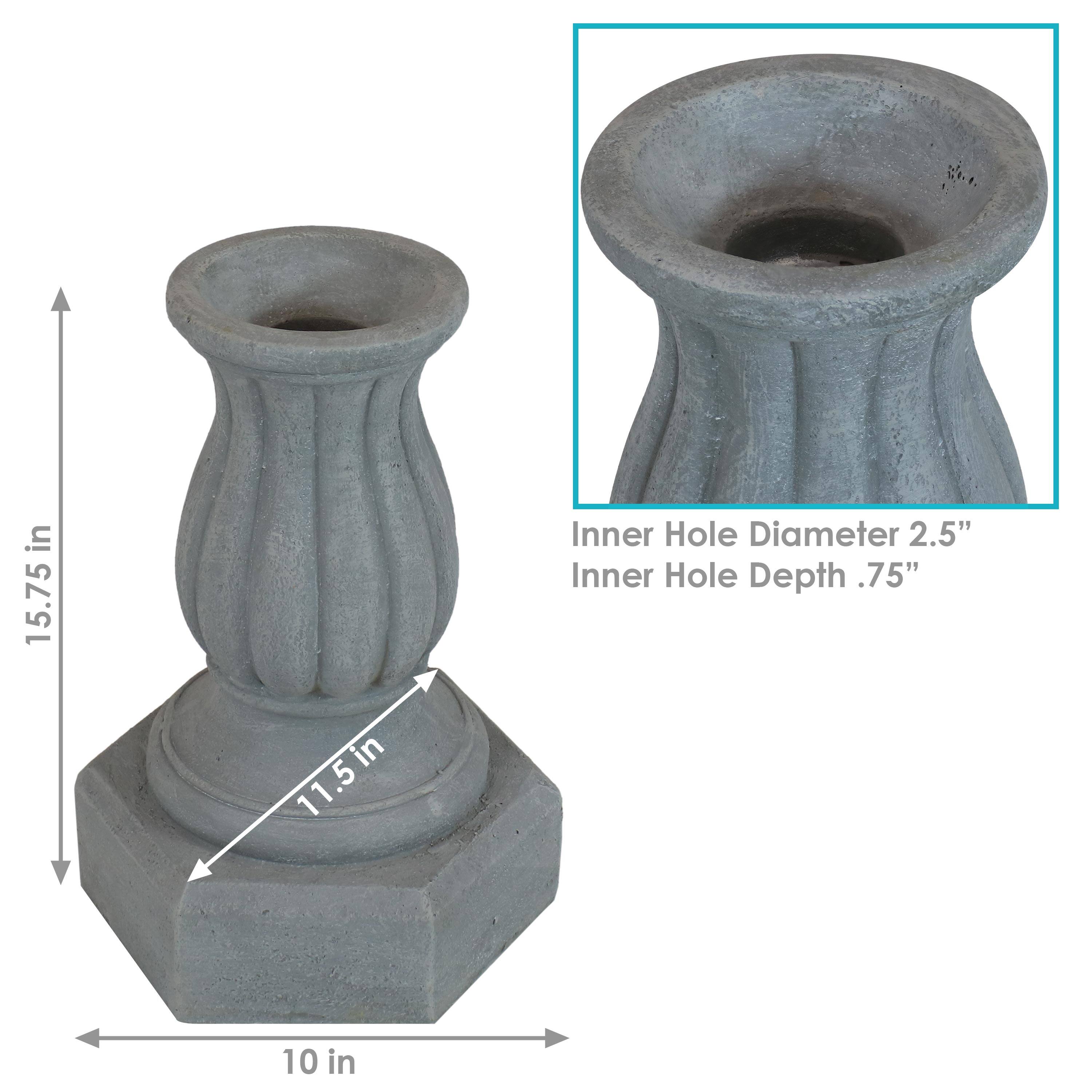 - Inner Hole Diameter: 2.5"
- Inner Hole Depth: 0.75"
- Height: 15.75"
- Width: 10"
- Depth: 11.5"