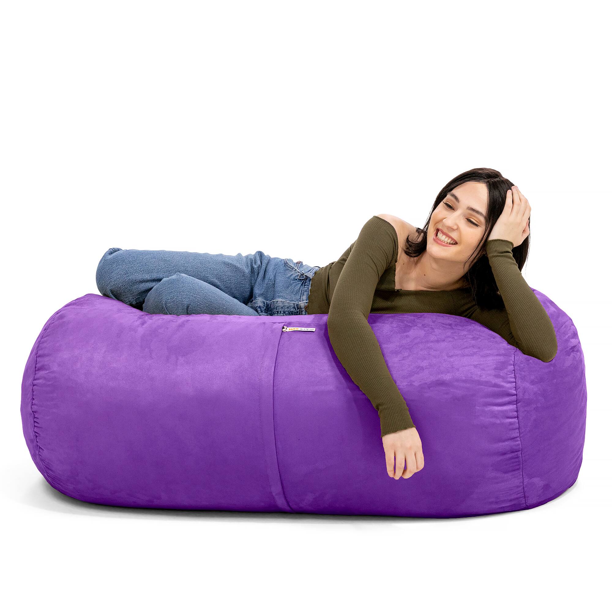Left. Jaxx - Jaxx Sofa Saxx 4-foot Bean Bag Lounger, Grape - Purple.