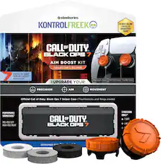 **SteelSeries KontrolFreaks**
**Call of Duty: Black Ops 7 Aim Boost Kit Collector's Edition**
- **Digital In-Game Item Included:**
- Weapon Charm
- **Upgrade Your:**
- Precision
- Aim
- Movement
- **Precision Rings**
- 3 Precision Rings
- 1 Soft
- 1 Medium
- 1 Hard
- **Performance Thumbsticks**
- Mid-Rise Left
- High-Rise Right
- **Official Call of Duty: Black Ops 7 Sniper Case (Thumbsticks and Rings inside)**
- **Best-Selling Controller Enhancement Brand**
- **Designed for:**
- PlayStation 4
**Performance Thumbsticks:**
- Mid-Rise Left
- High-Rise Right
**Precision Rings:**
- 1 Soft
- 1 Medium
- 1 Hard