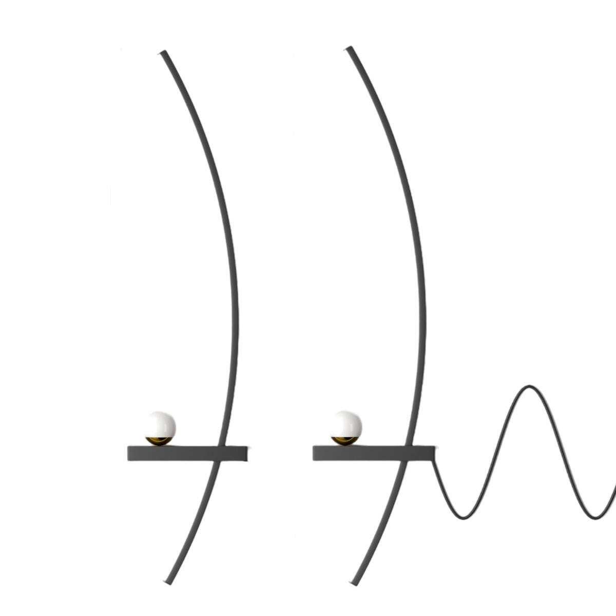 Front. Lamp Depot - Set of 2 Arc Wall Lamps - Black.