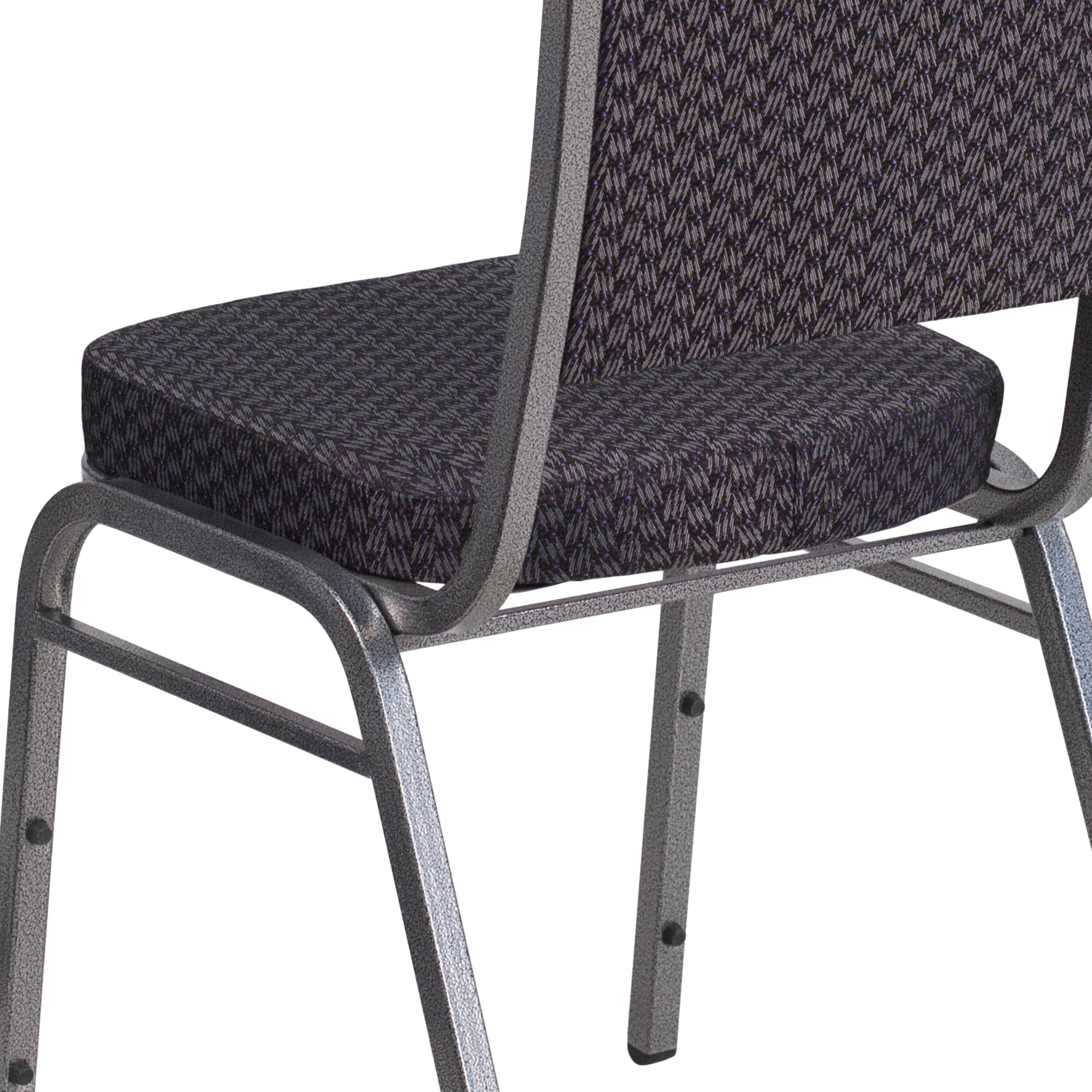 Alt View 9. Emma + Oliver - Crown Back Stacking Banquet Dining Chair - Black Patterned Fabric/Silver Vein Frame.