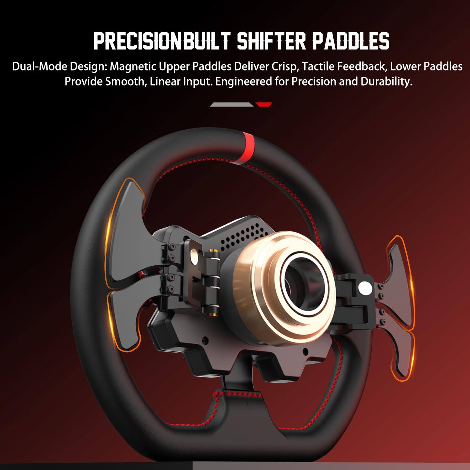 PRECISION BUILT SHIFTER PADDLES

Dual-Mode Design: Magnetic Upper Paddles Deliver Crisp, Tactile Feedback, Lower Paddles Provide Smooth, Linear Input. Engineered for Precision and Durability.