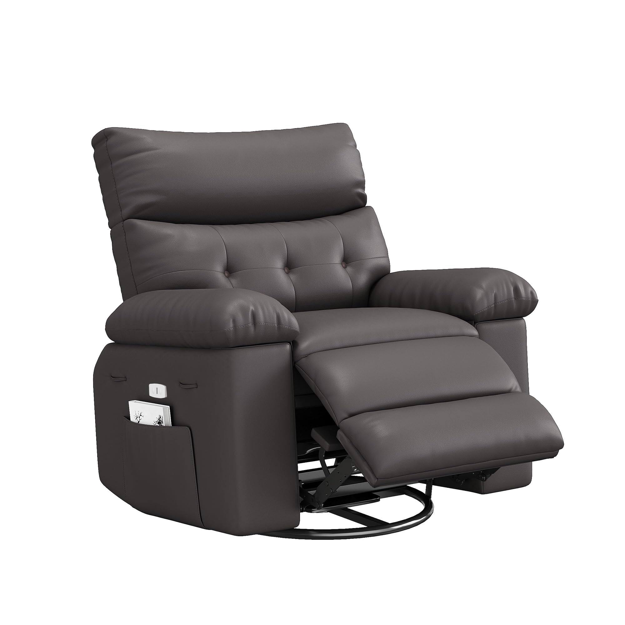 Front. Babevy - 37.4" Wide Oversized Recliner Chair, PU Leather Manual Recliner with 1.5X Sponge Filling - Coffee.