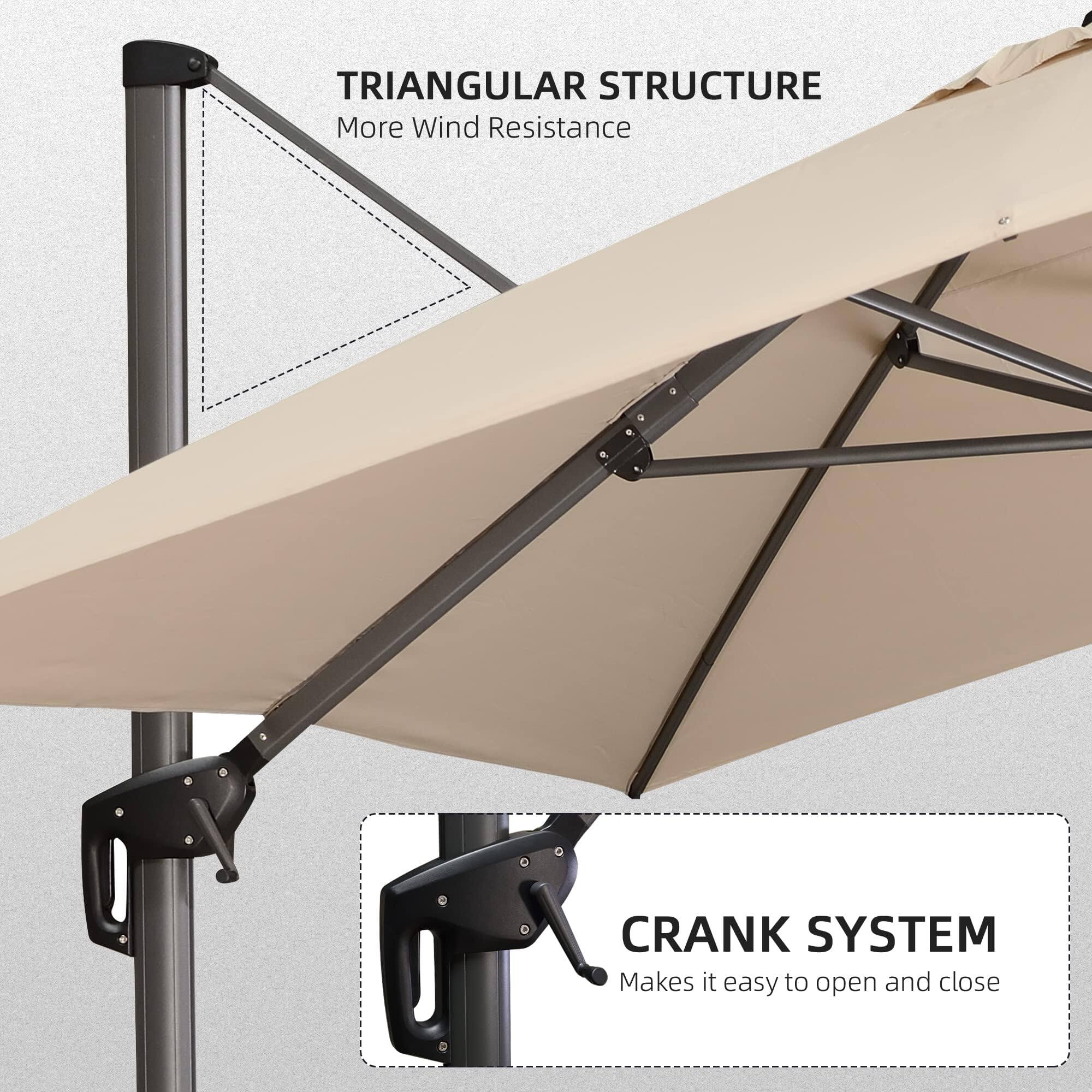 TRIANGULAR STRUCTURE  
More Wind Resistance  

CRANK SYSTEM  
Makes it easy to open and close