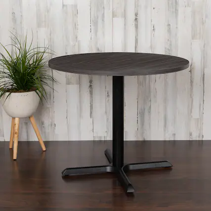 Front. Emma + Oliver - 36" Round Multi-Purpose Conference Table - Meeting Table for Office - Rustic Gray.