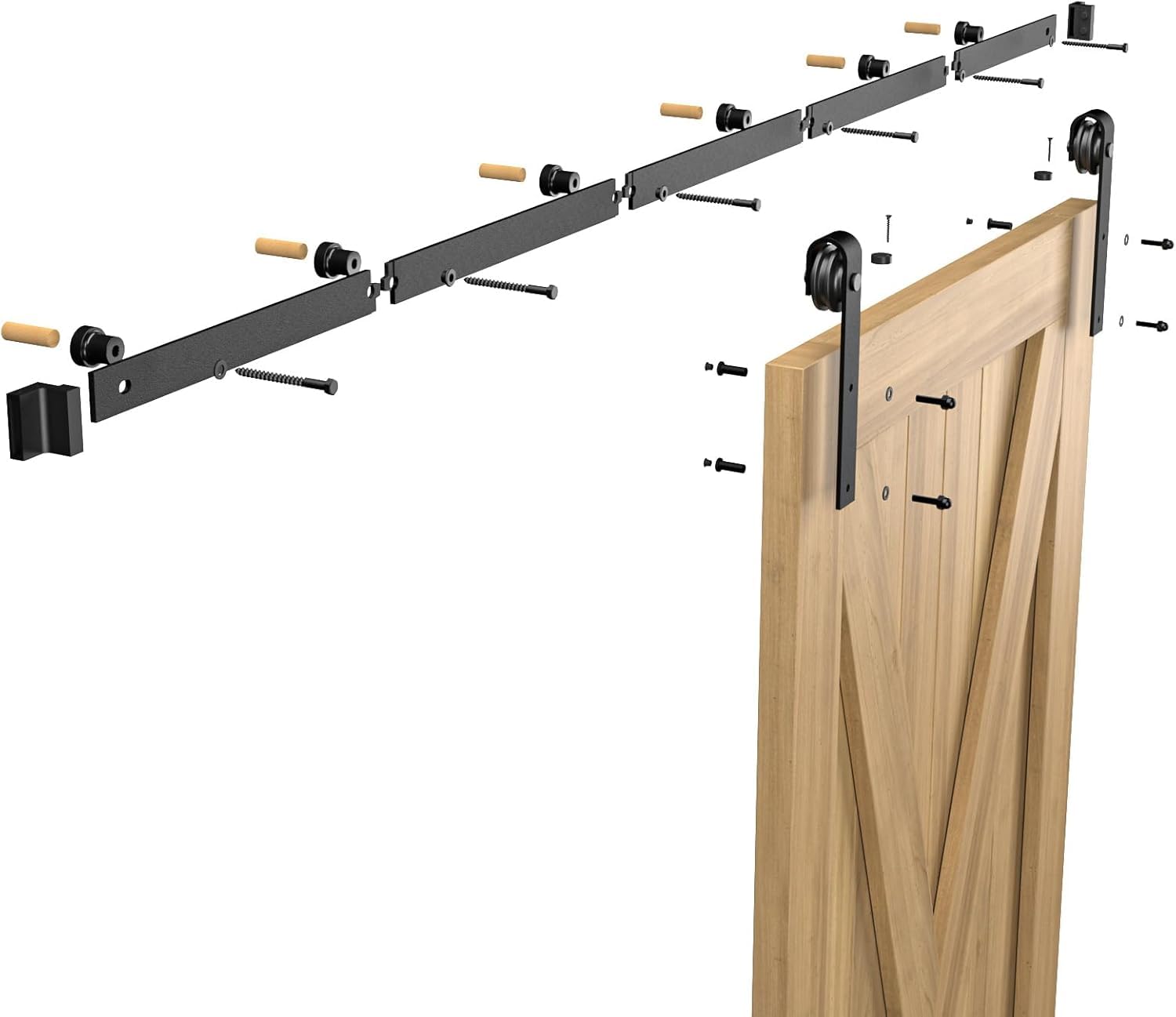 Alt View 2. Empire DigiLabs - 6 Sliding Barn Door Hardware Kit For Single Door-sturdy&smoothly&quietly-heavy Duty-easy To Install Fit 36 ... - 6FT-Single Doors.