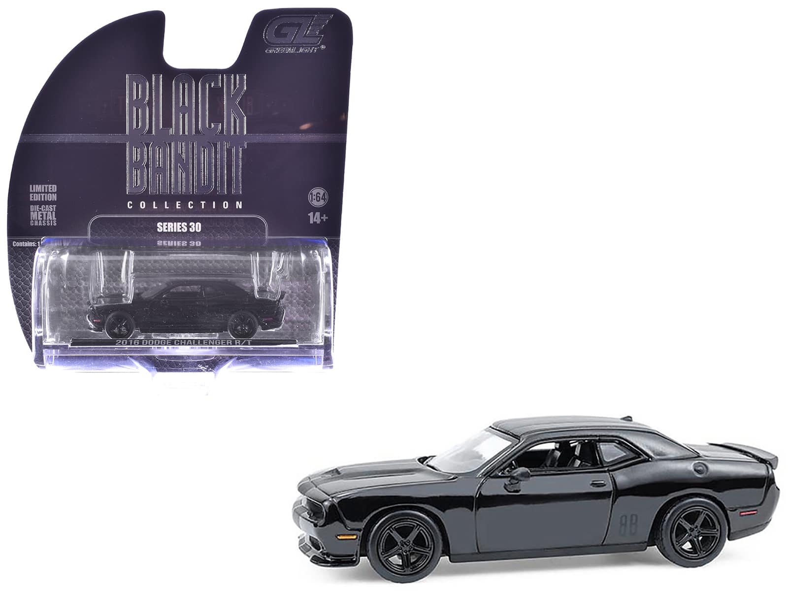"2016 Dodge Challenger R/T Hemi Black ""Black Bandit"" Series 30 1/64 Diecast Model Car by Greenlight" price history on PriceWatchPro