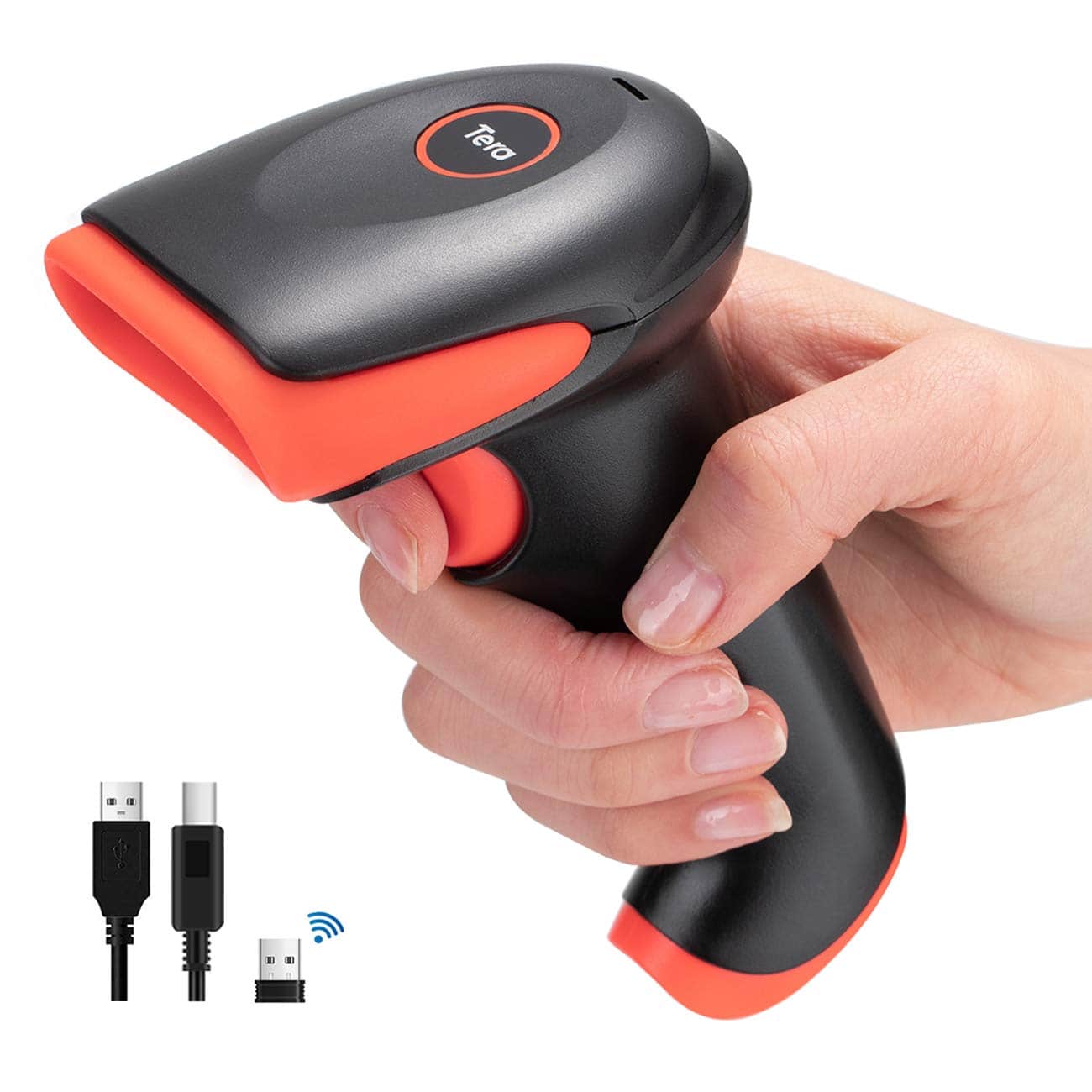 Tera - Wireless 1D/2D Barcode Scanner with Bluetooth, 2.4G, and USB Wired Connection for Phones, Tablets, and PCs HW0002-O