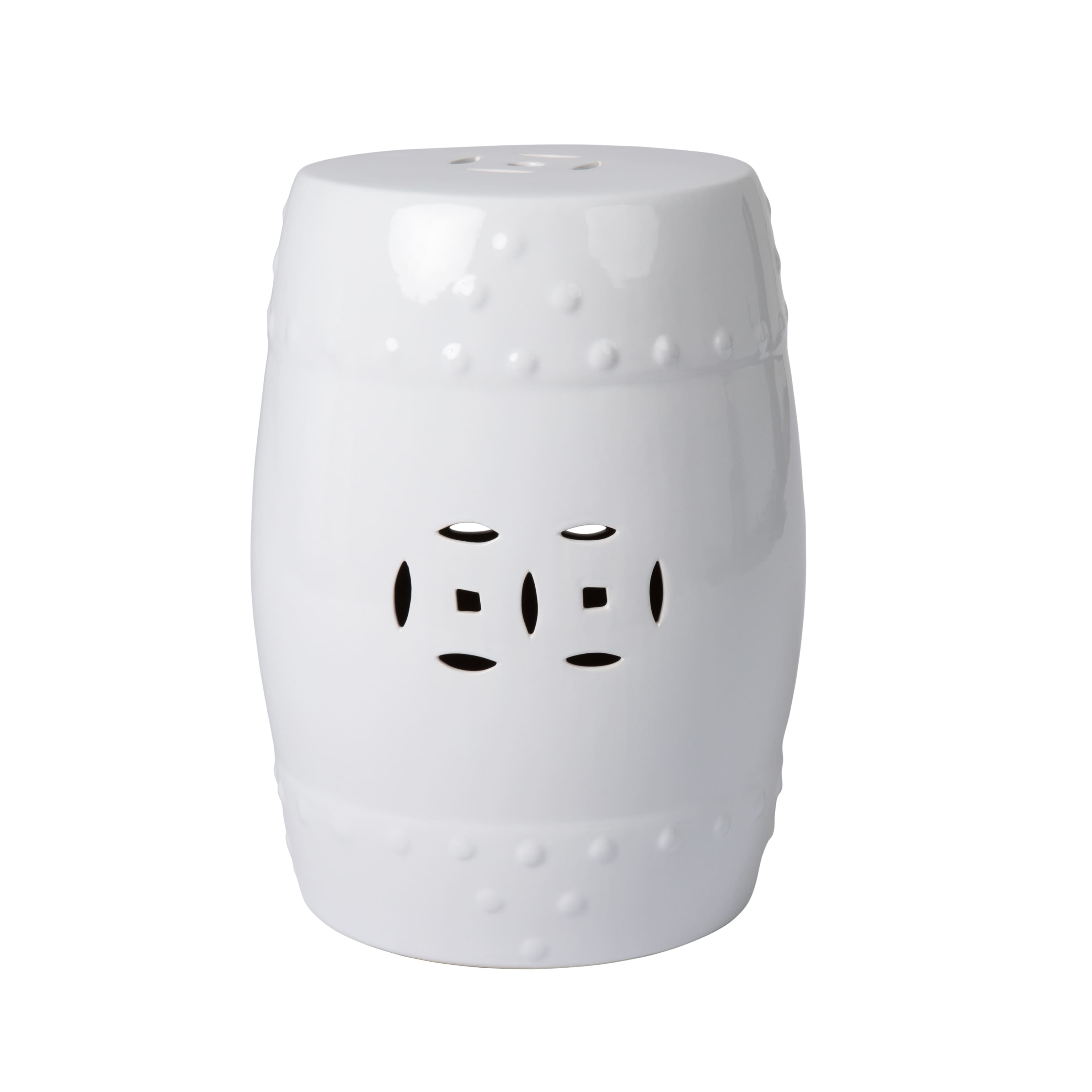 Front. Patio Sense - Double Medallion Ceramic Garden Stool.