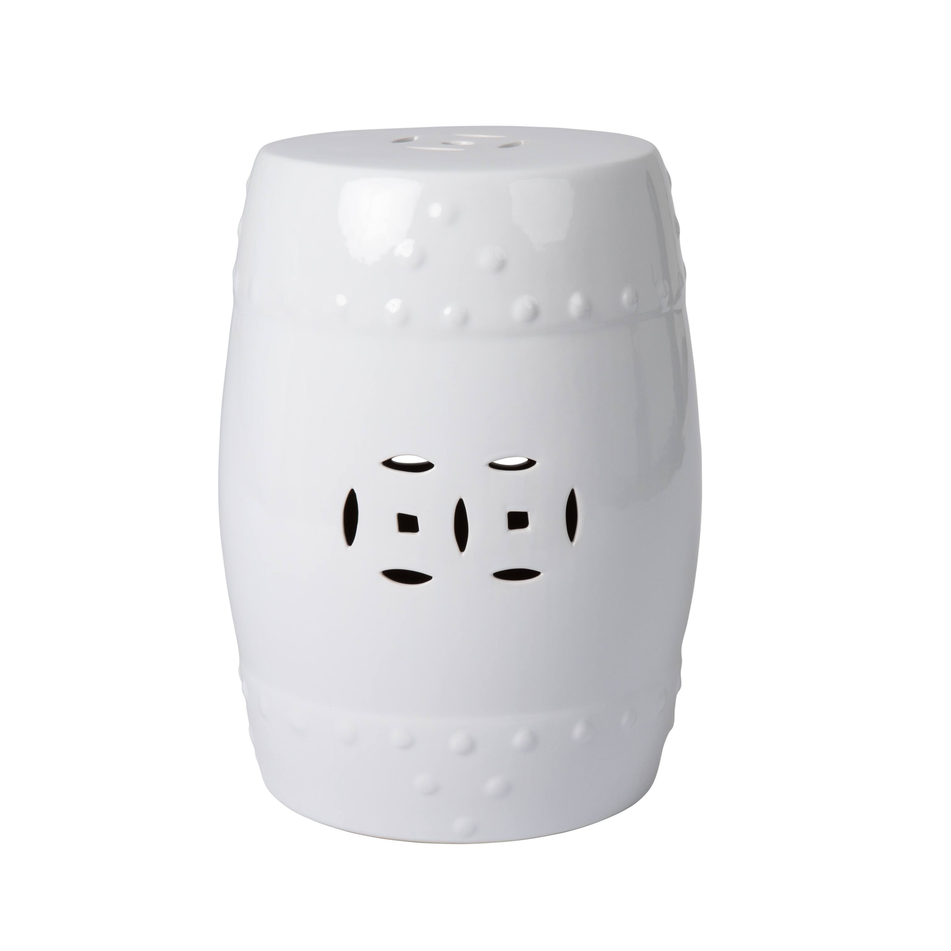 Front. Patio Sense - Double Medallion Ceramic Garden Stool.
