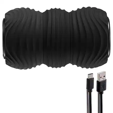 Front. VEVOR - Vibrating Peanut Massage Ball, Electric Double Lacrosse Massage Roller with 4 Intensities - Black.