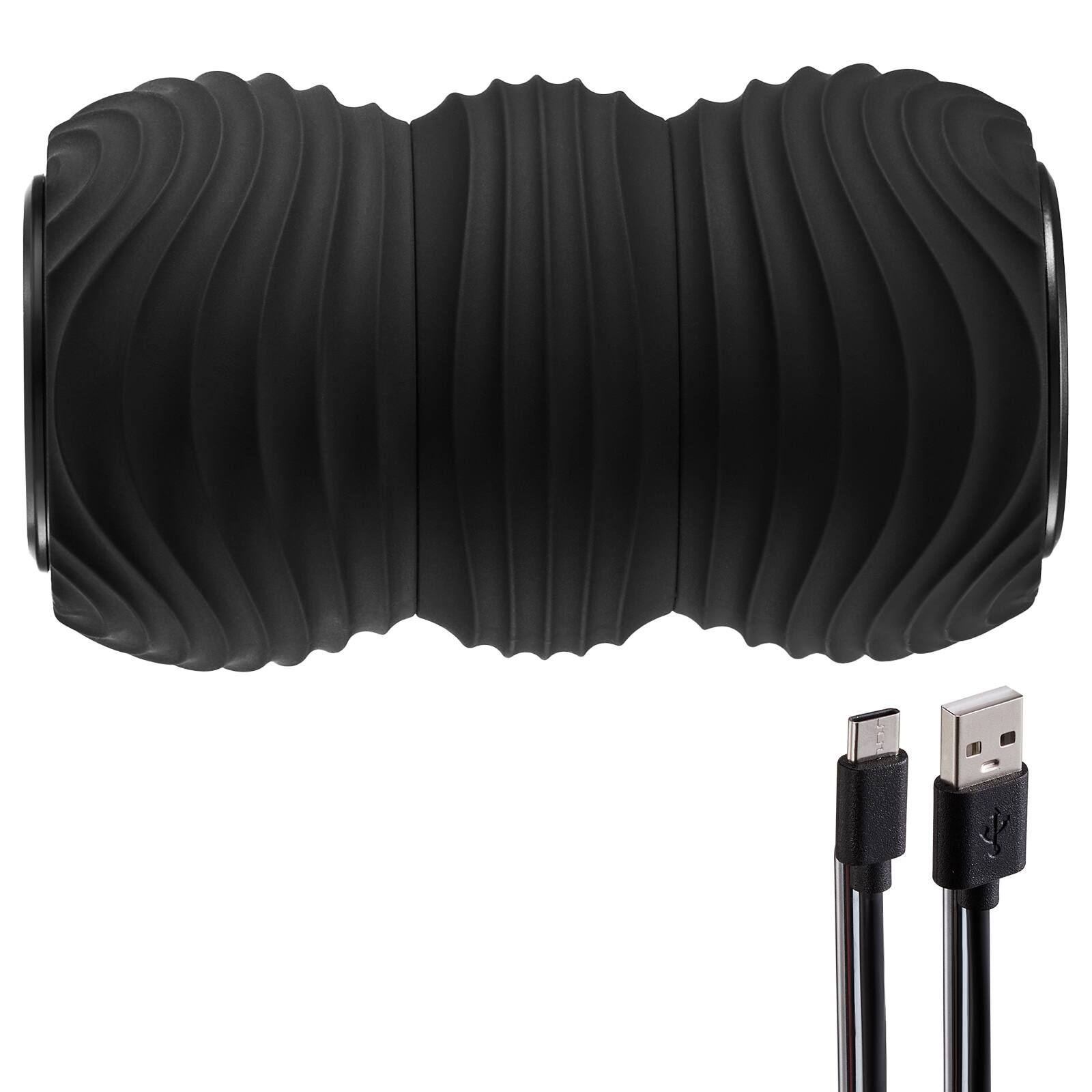 Front. VEVOR - Vibrating Peanut Massage Ball, Electric Double Lacrosse Massage Roller with 4 Intensities - Black.