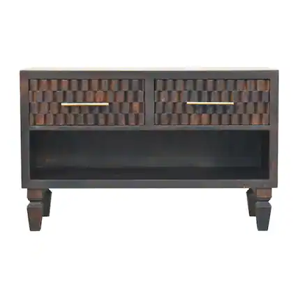 Front. Artisan Furniture - Artisan Furniture, Arno Shoe Storage Unit,2 spacious drawers,open lower shelf - Dark Brown.