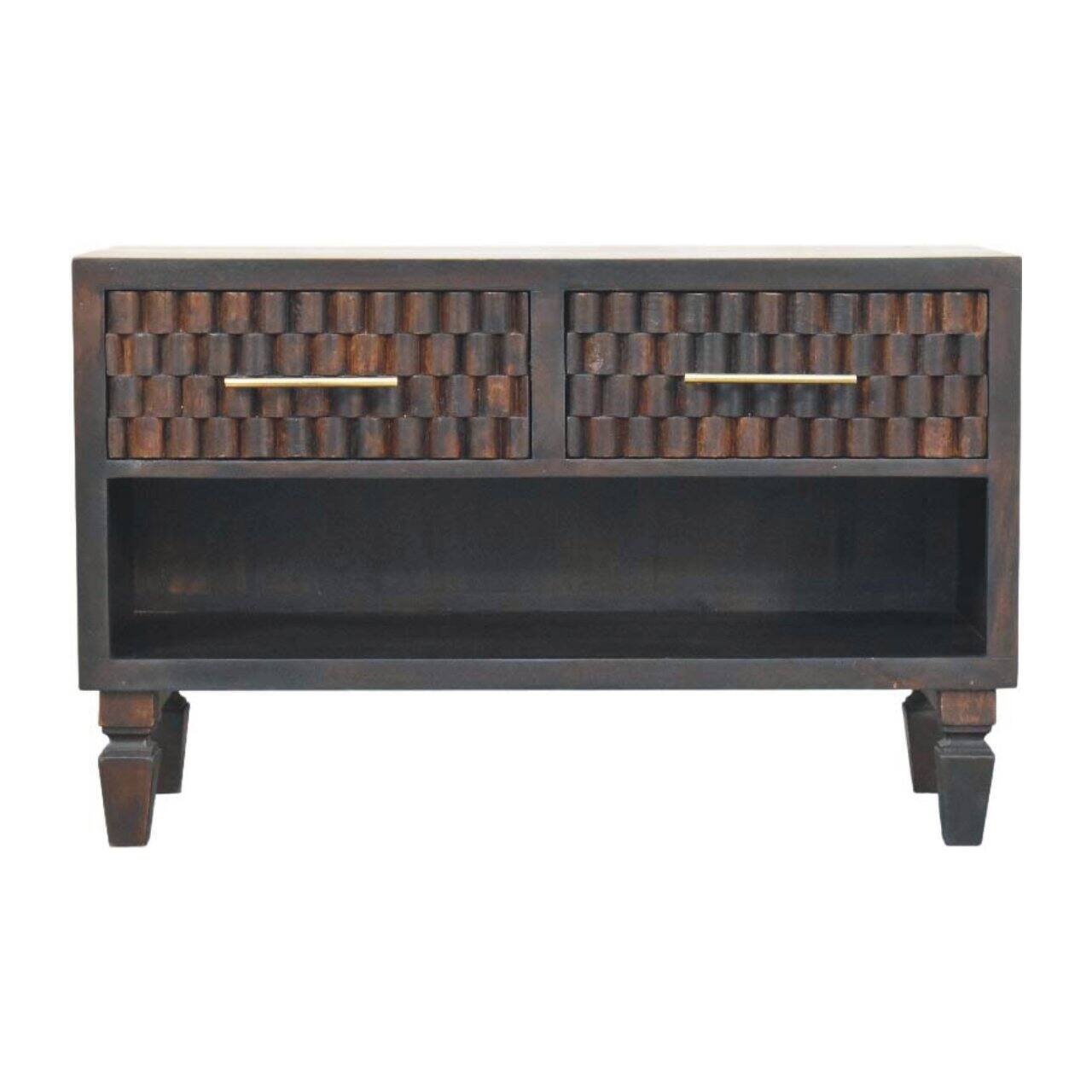 Front. Artisan Furniture - Artisan Furniture, Arno Shoe Storage Unit,2 spacious drawers,open lower shelf - Dark Brown.