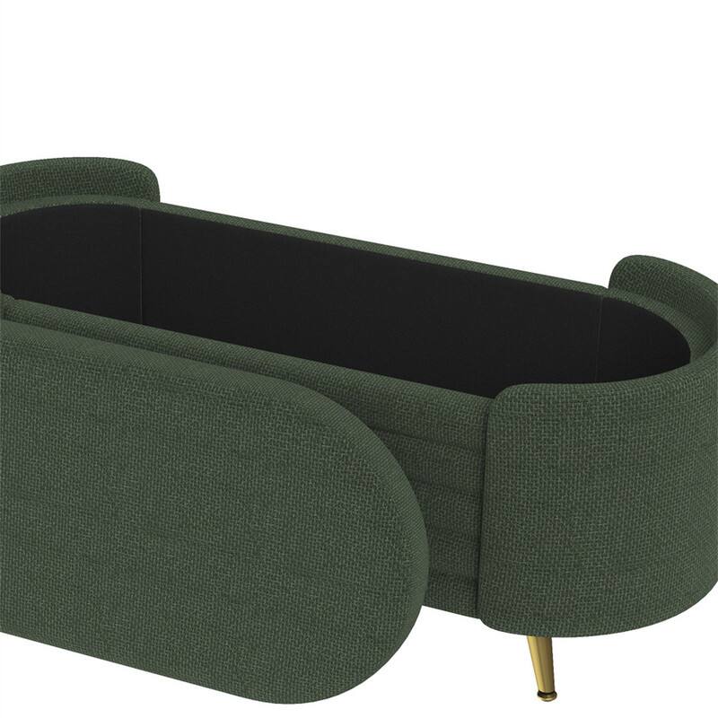 Alt View 6. HTUTWOO - Storage Ottoman - Upholstered Storage Bench End of Bed Bench Entryway Shoe Bench,Living Room Bedroom and Entryway - Green.