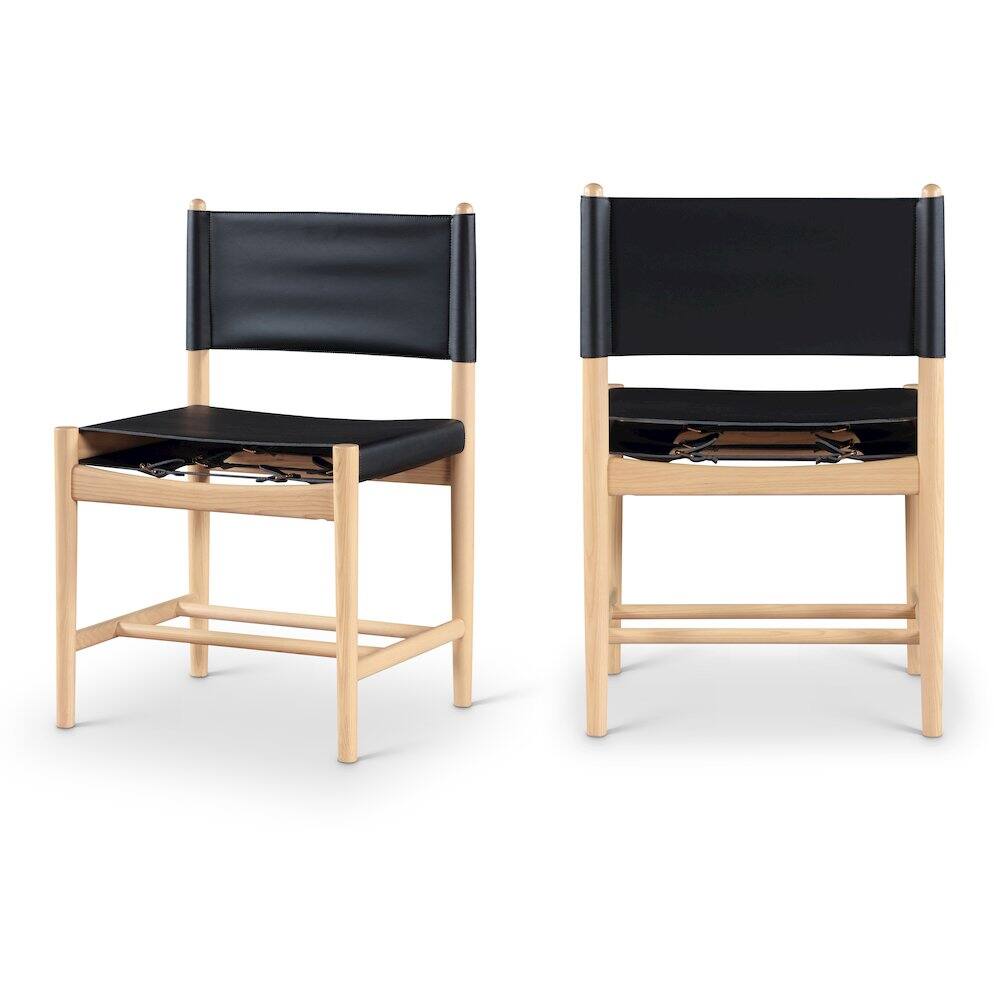 Front. Meridian Furniture - Rawlins Black Vegan Leather Upholstered Dining Chair, Set of 2 - Brown.