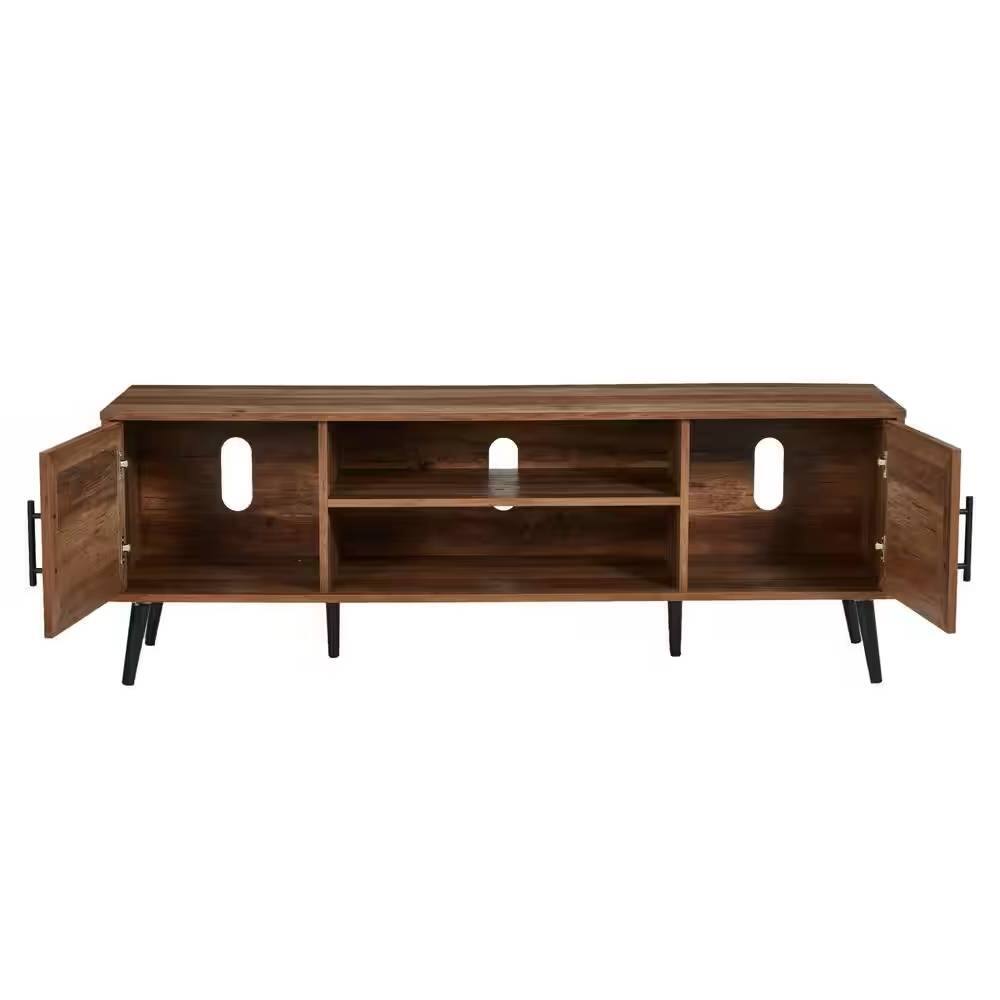 Left. Hivvago - Modern Rustic Wood Finish TV Stand with Mid-Century Legs - for TV up to 65-inch - Brown.