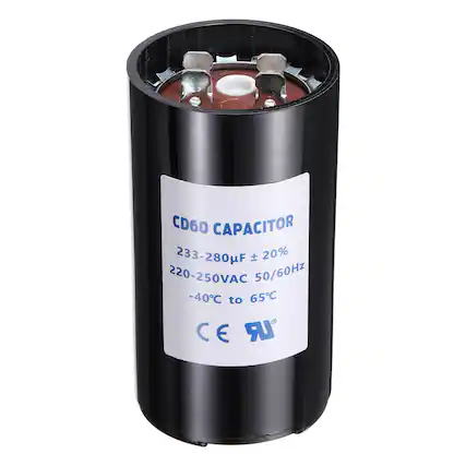 CD60 CAPACITOR
233-280µF ± 20%
220-250VAC 50/60Hz
-40°C to 65°C
CE
LR