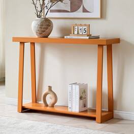 Kings Brand Furniture - Emma Narrow Console Table with Lower Shelf - Bright Orange 821