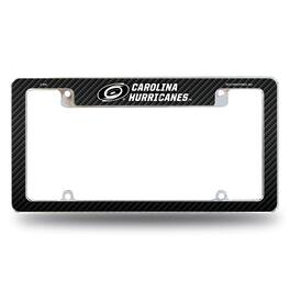 Rico Industries - Carolina Hurricanes NHL Chrome Metal License Plate Frame with Carbon Fiber Design - Multi