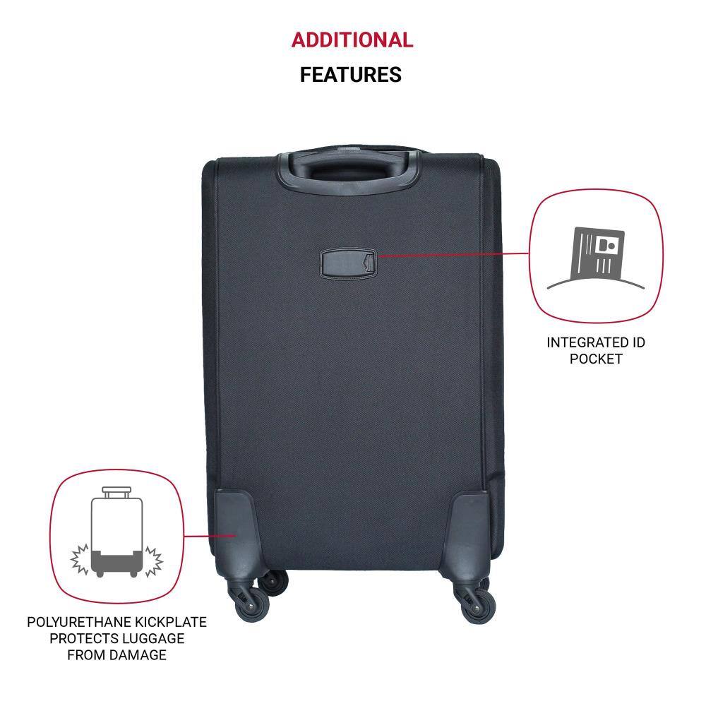 ADDITIONAL FEATURES

- INTEGRATED ID POCKET
- POLYURETHANE KICKPLATE PROTECTS LUGGAGE FROM DAMAGE