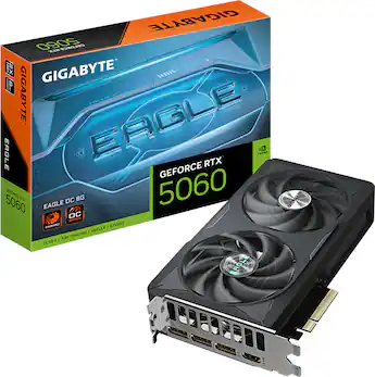 GIGABYTE GeForce RTX 5060 EAGLE OC 8G Graphics Card, 8GB 128 bit GIGABYTE GeForce RTX 5060 EAGLE OC 8G Graphics Card, 8GB 128 bit