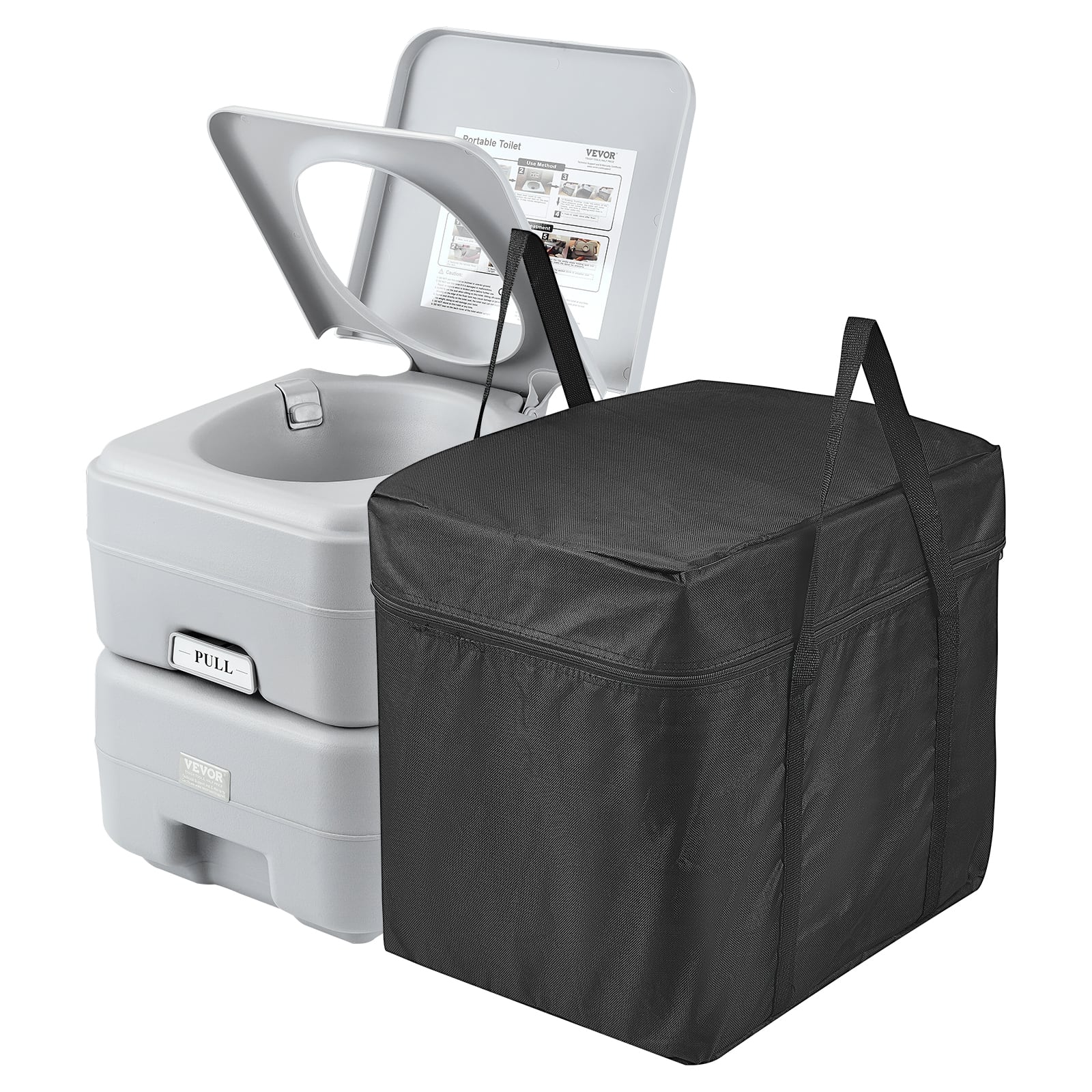 VEVOR - Portable Toilet for Camping, Porta Potty with Carry Bag, 5.3 Gal Waste Tank & 3.2 Gal Flush Tank - Gray price history on PriceWatchPro