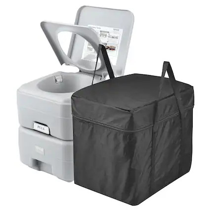 The text on the image is: "Portable Toilet VEVOR 4 Pull VEVOR."