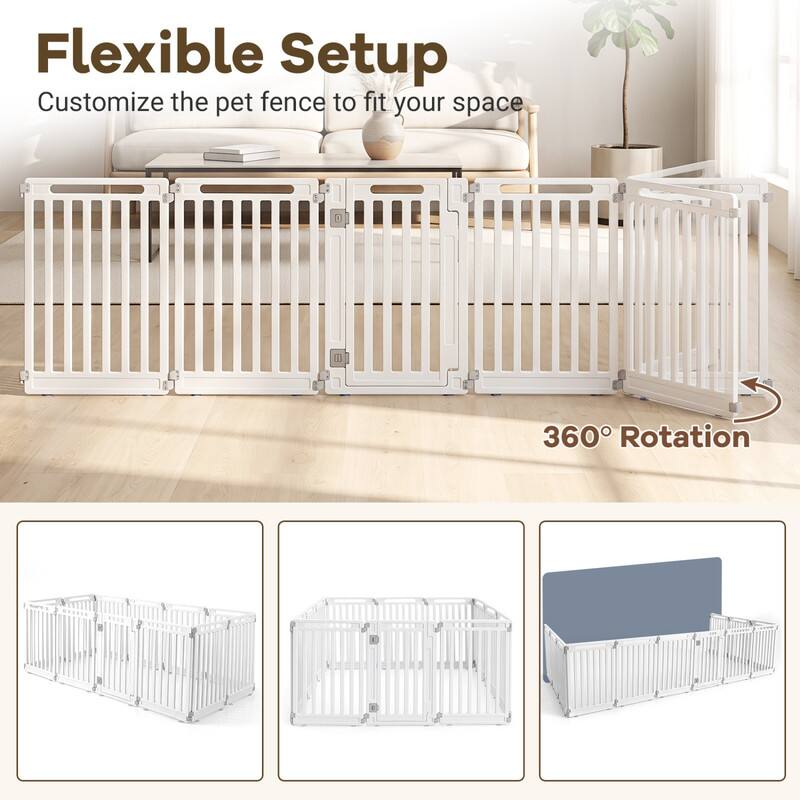 Flexible Setup  
Customize the pet fence to fit your space  

1. 360° Rotation