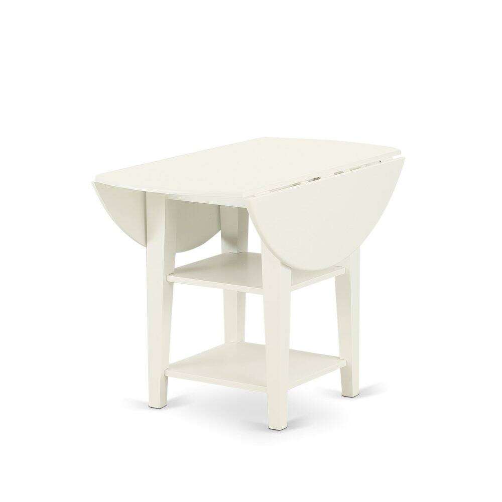 Angle. East West Furniture - 3 Piece Dining Table Set - White.