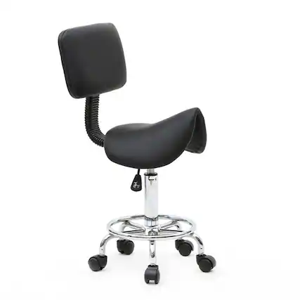 Front. Winado - Hydraulic Saddle Stool SPA Salon Rolling Chair Height Adjustable 360° Swivel Chair With Backrest for Beauty Massage Spa - Black.