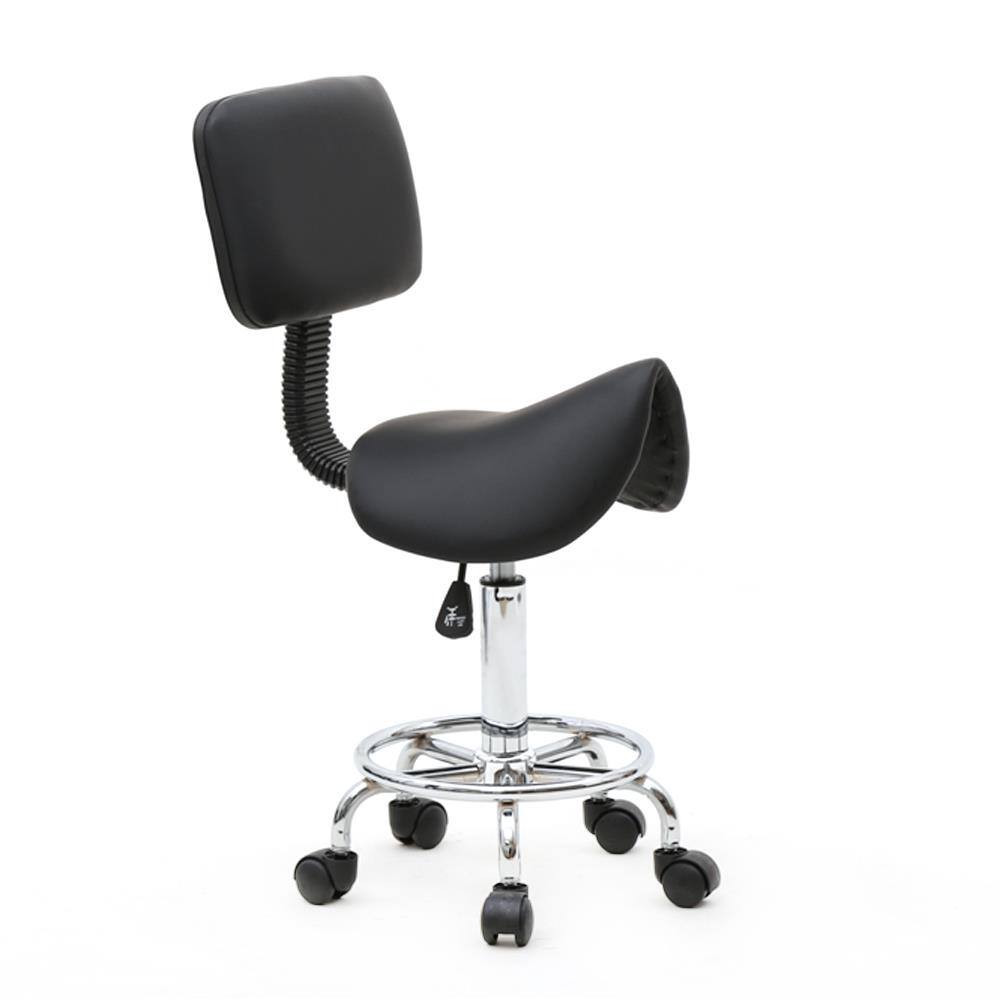 Front. Winado - Adjustable Hydraulic Swivel Saddle Stool SPA Salon Rolling Chair With Backrest - Black.