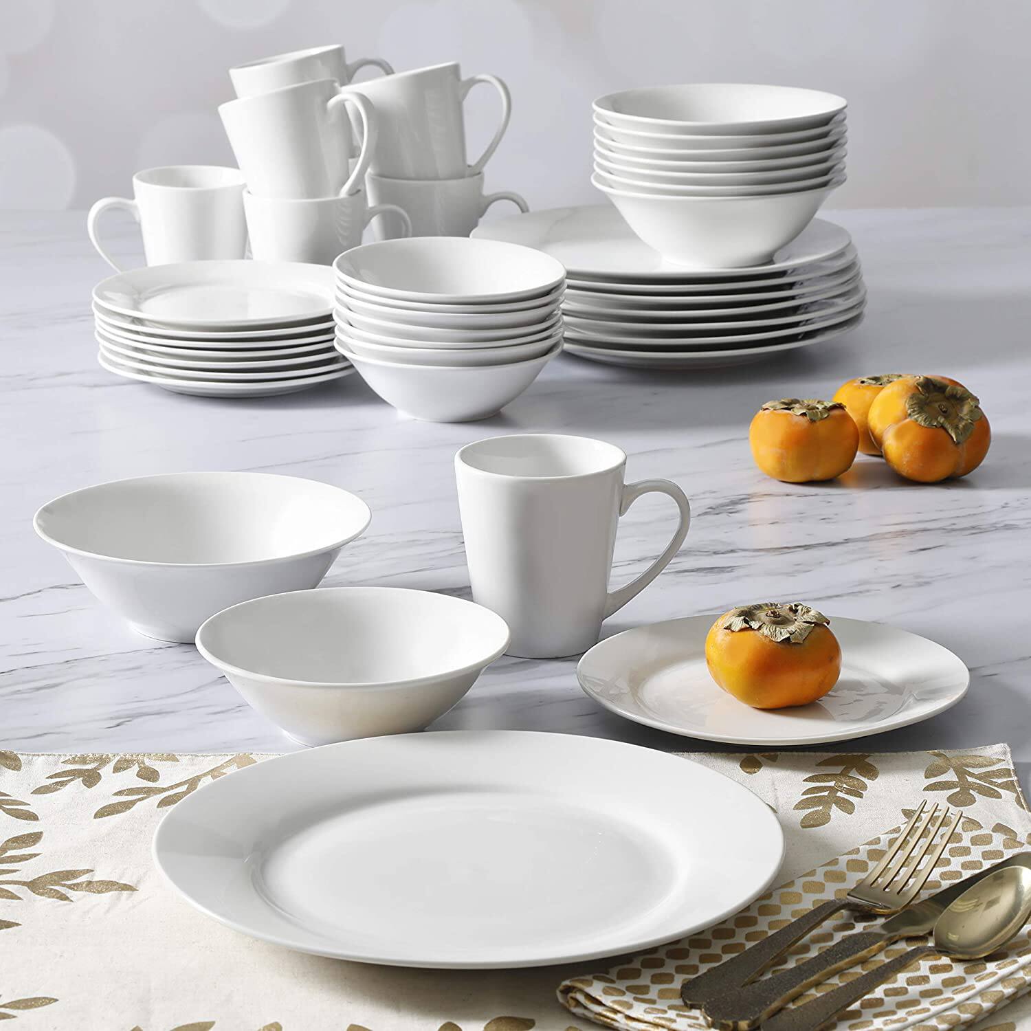Alt View 3. Gibson - Gibson 102563.16RM Porcelain Zen Buffet 16 Piece Round Dinnerware Set, White - White (Round).