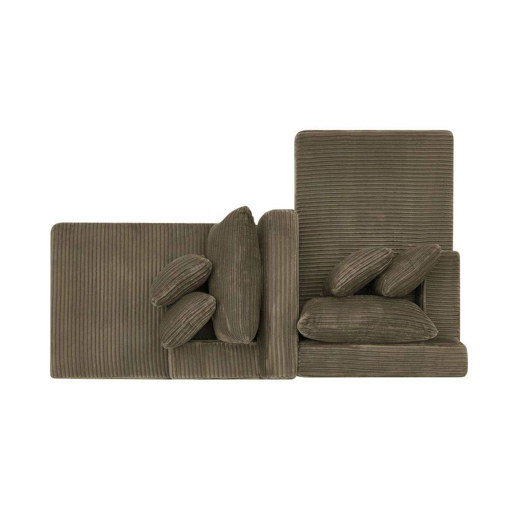 Left. Kadyn - Two-Seater Compressed Lounge Chair, Velvet Upholstery with Fluffy Cushioning, Ready to Use Design, Brown - Brown.