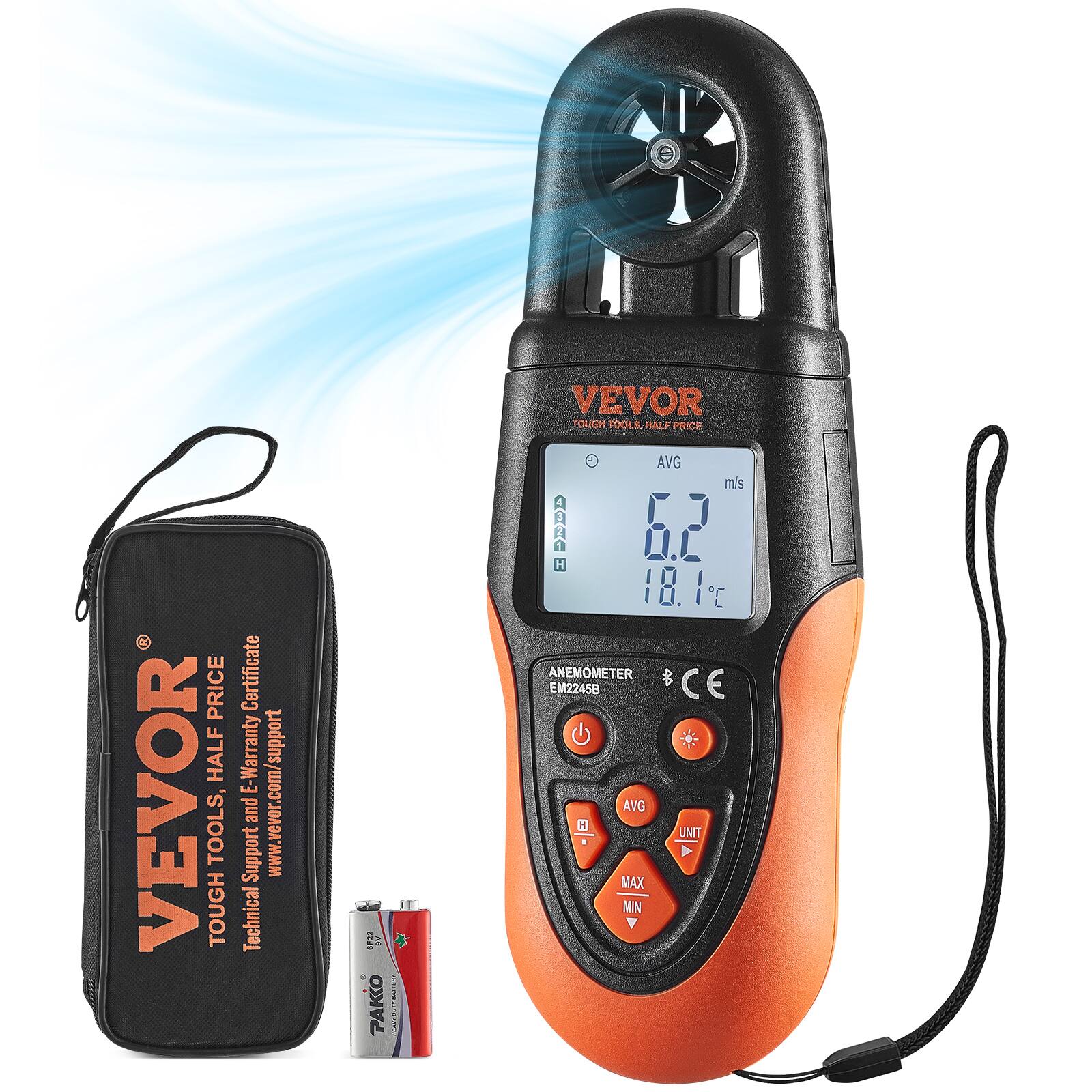 VEVOR TOUGH TOOLS, HALF PRICE  
VEVOR TOOLS, TOUGH TOOLS, HALF PRICE  
Certificate E-Warranty support E-  
www.vevor.com Support Technical  
4P32 & PAKKO iTE  
AVG ms 4 R1 1 6.2 H 18.1 ANEMOMETER 4A EM2245B CE AVG  
UNT MAX MIN  

VEVOR  
TOUGH TOOLS, HALF PRICE  
Technical Support and E-Warranty Certificate  
www.vevor.com Support  
PAKKO  
6F2
