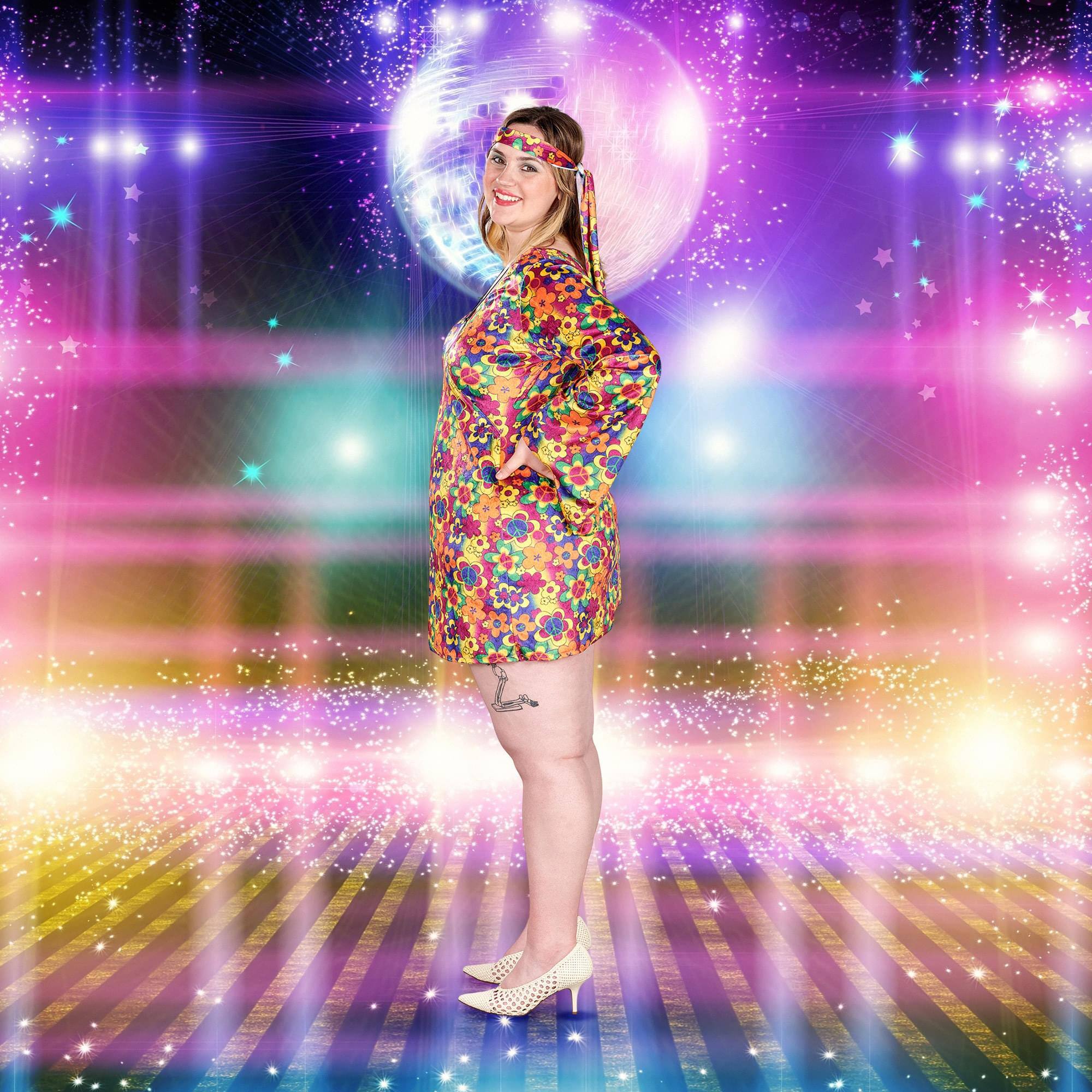 Alt View 3. Orion Costumes - Female Hippy Women's Plus Size Costume | 2XL - Orange.