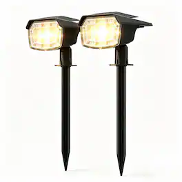 COWIN - Solar Powered LED Spot Lights IP65 Waterproof 3 Lighting Modes Outdoor Landscape Lights For Yard Porch Lawn Garden - Black