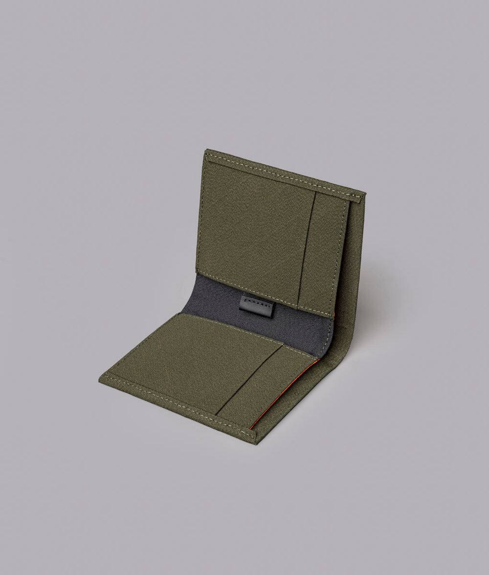 Angle. ALPAKA - Ark Bifold Cash Wallet - Wallet for Men,Slim Design with RFID Protection - Army Green Axogrid 300D.