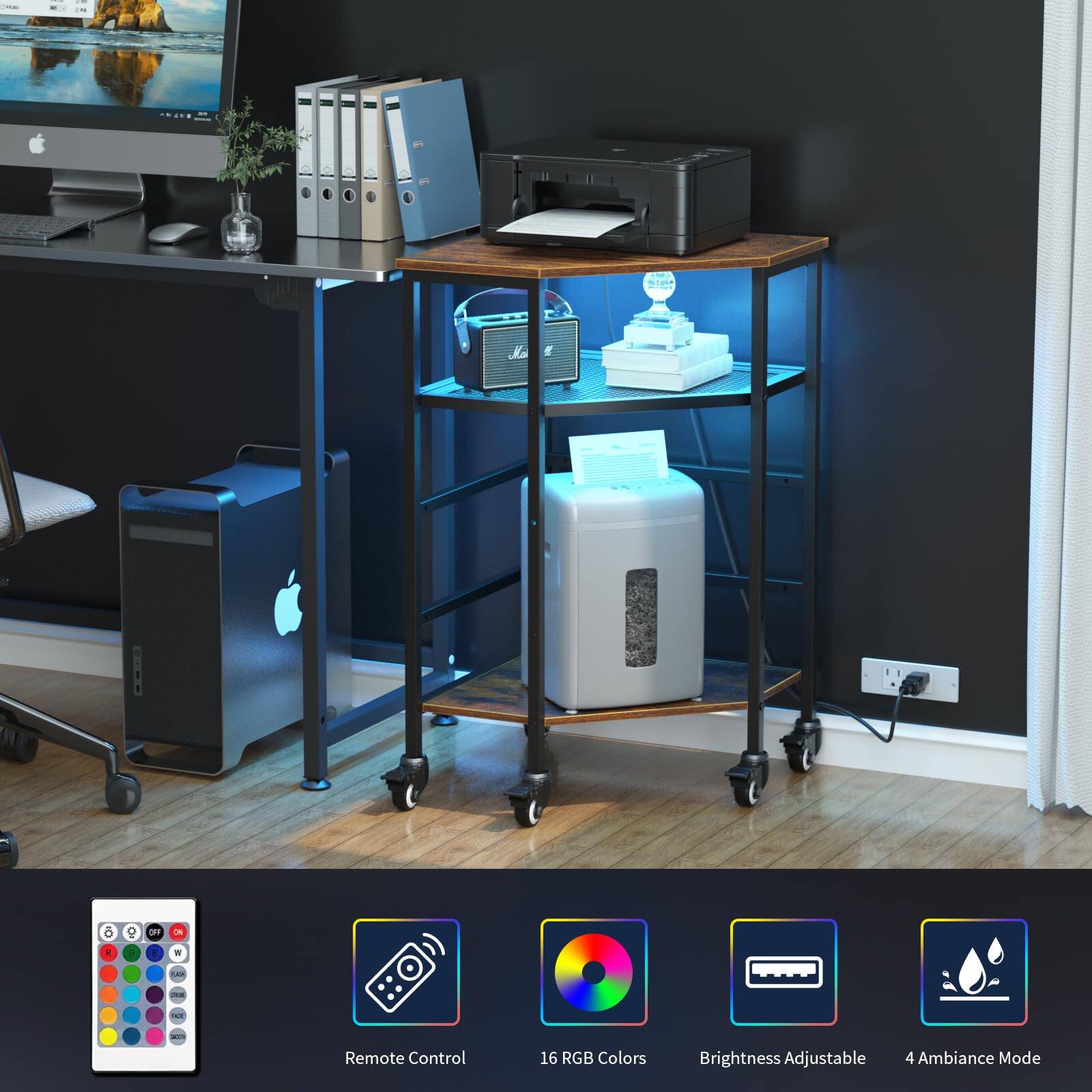 - Remote Control
- 16 RGB Colors
- Brightness Adjustable
- 4 Ambiance Mode