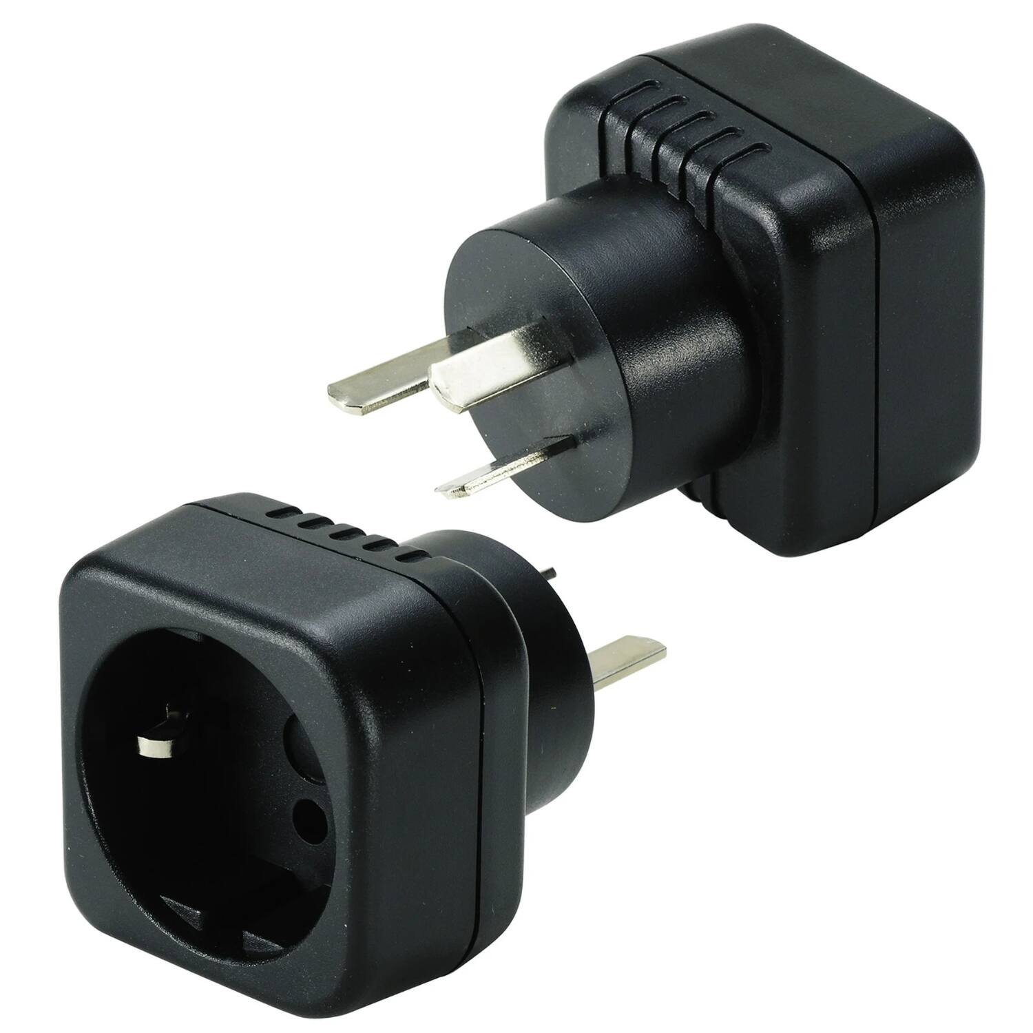 Angle. Home Collection - 2 Pack  2 Pin to 3 Pin Travel Power Converter Adapter Plug - Black.