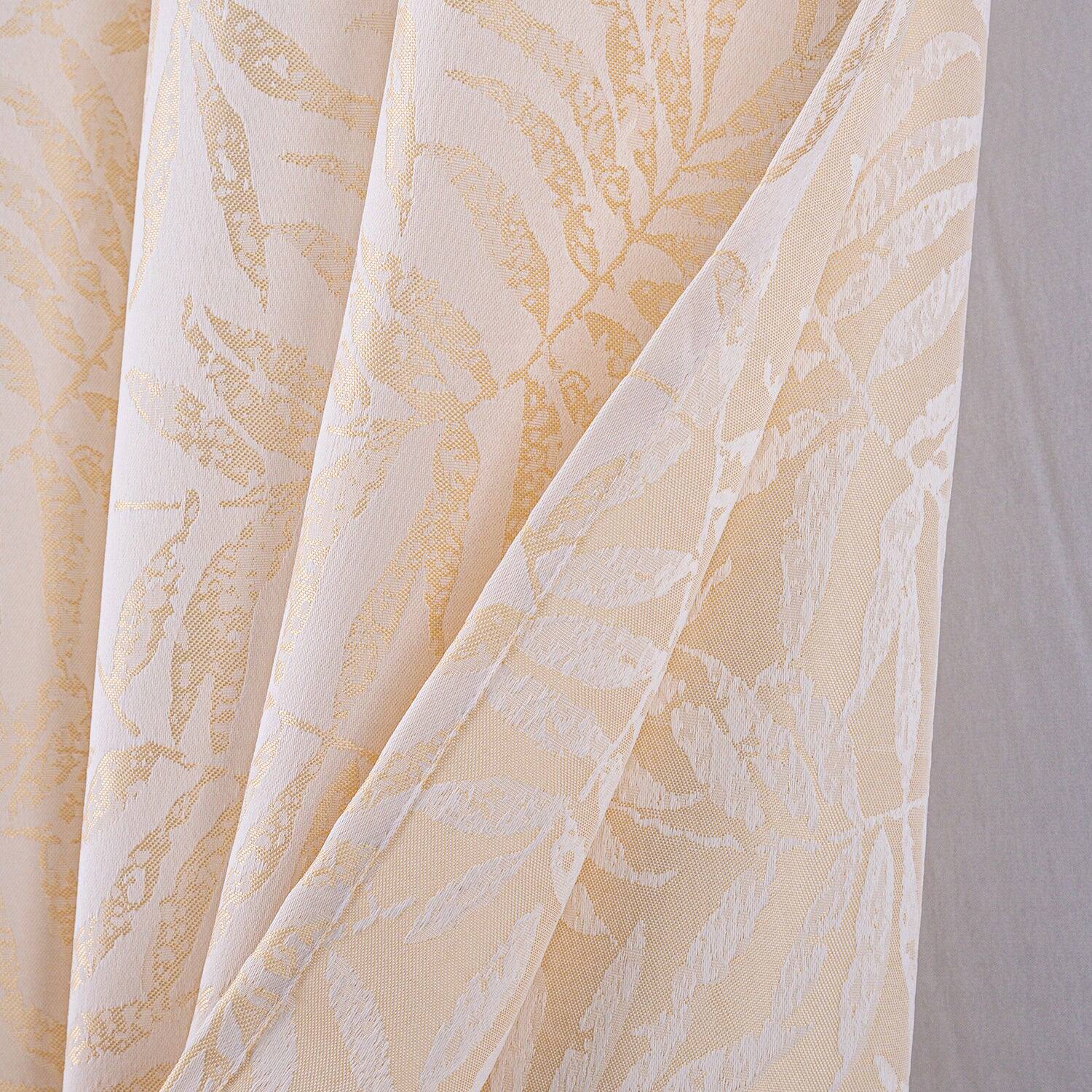 Left. RT Designers Collection - RT Designers Collection 100% Polyester 140 GSM Liana Jacquard Grommet Curtain Panel 54" x 84" Beige - Beige.
