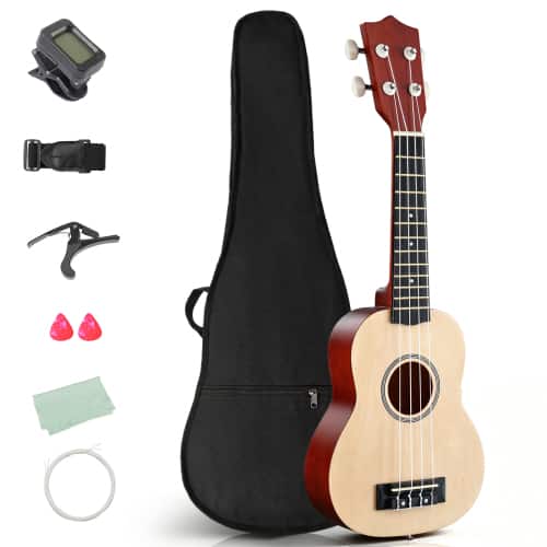 "Winado - 21"" Basswood 4-String Soprano Ukulele Kit Includes Gig Bag, Strap, Picks, Strings and Cleaning Cloth - Natural" price history on PriceWatchPro