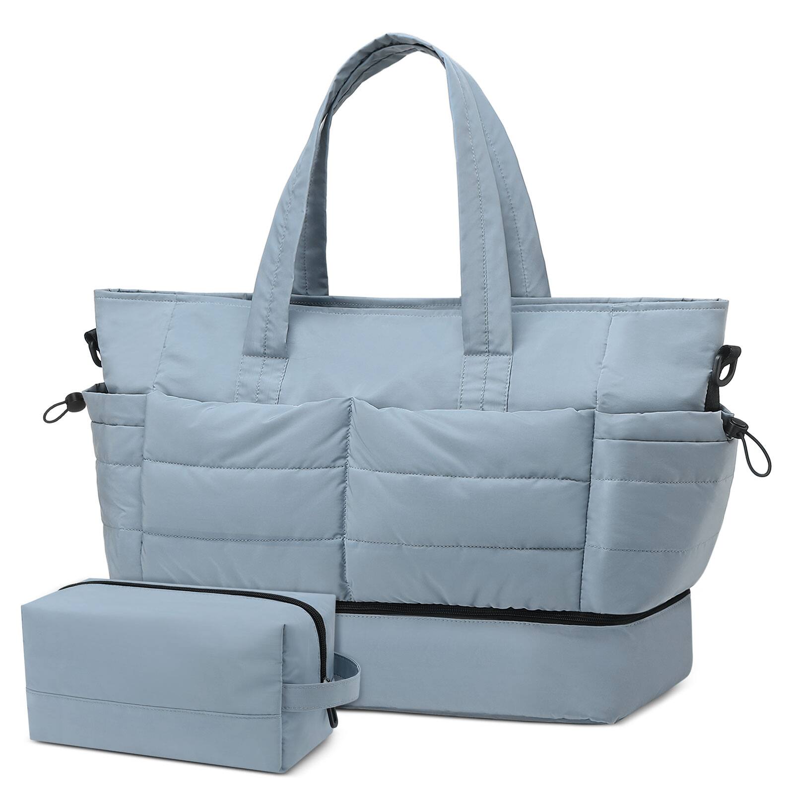 Front. Unique Bargains - 50L Travel Duffel Bag for Women Weekender Carry on Bag with Shoe Compartment & Toiletry Bag Overnight Bag for Gym Trip - Blue.