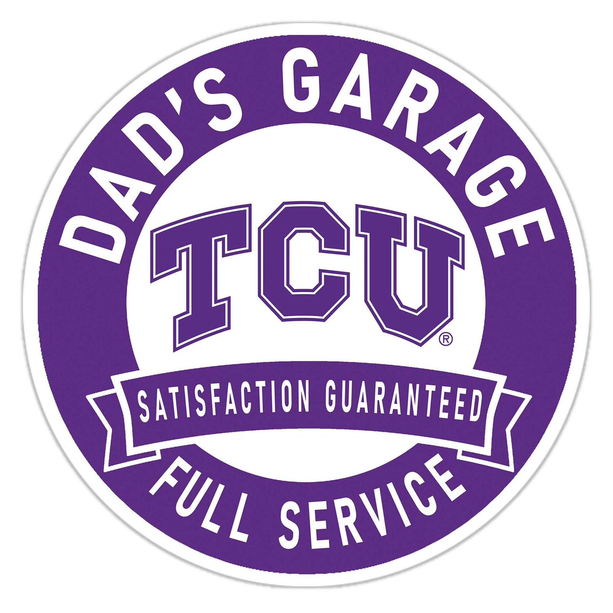 TCU Horned Frogs 16" Dad's Garage Wood Sign