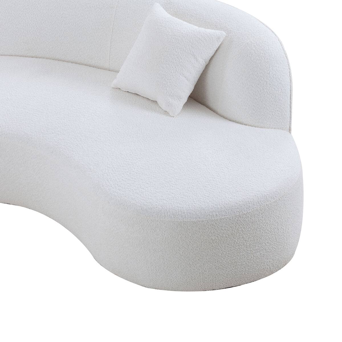 Alt View 7. Ropilly - Ropilly White Boucle Sectional Sofa, Curved Sofa with Chaise, Right Hand Facing Sectional Sofa - White.