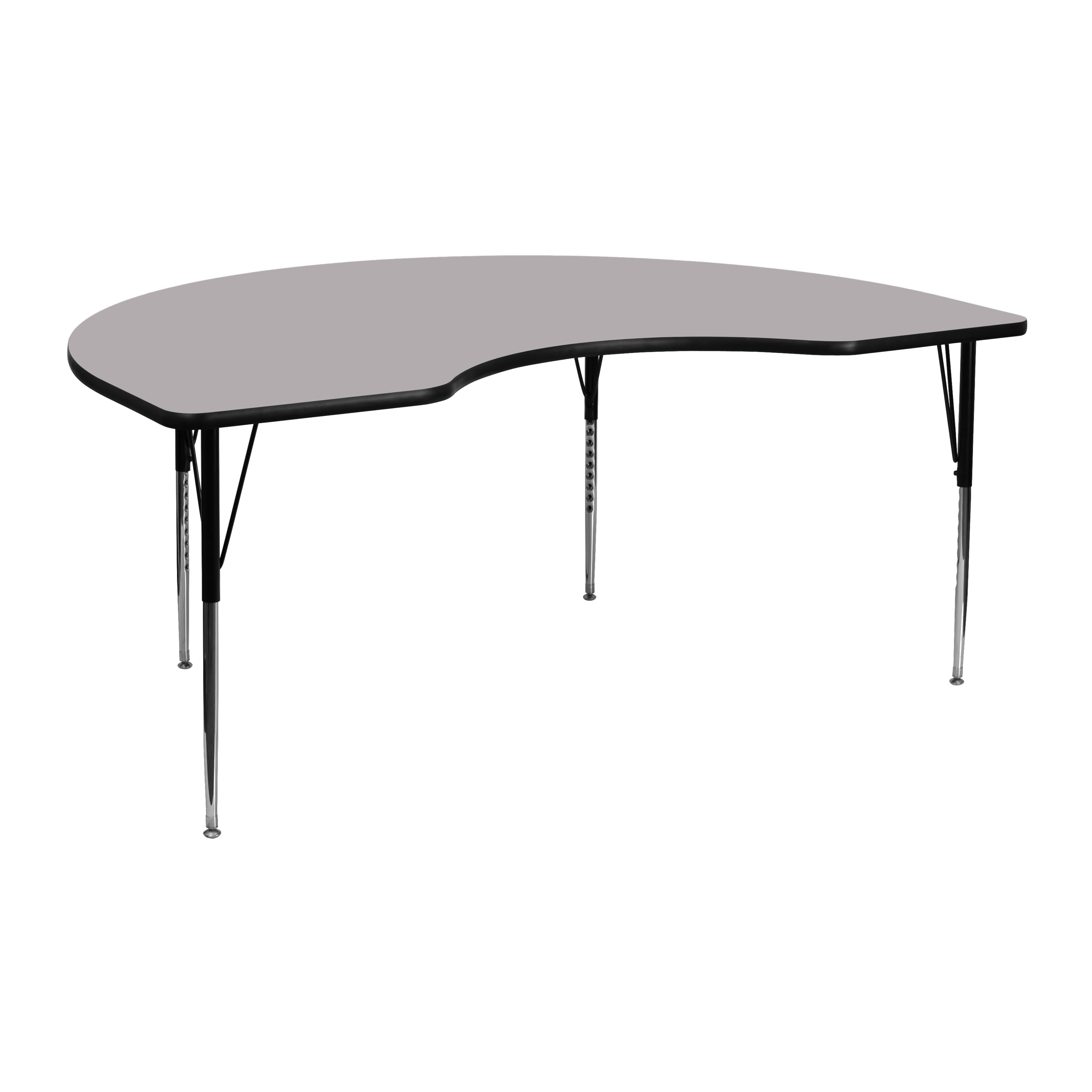 Flash Furniture - Wren 48''W x 72''L Kidney Grey Thermal Laminate Activity Table - Standard Height Adjustable Legs - Gray price history on PriceWatchPro