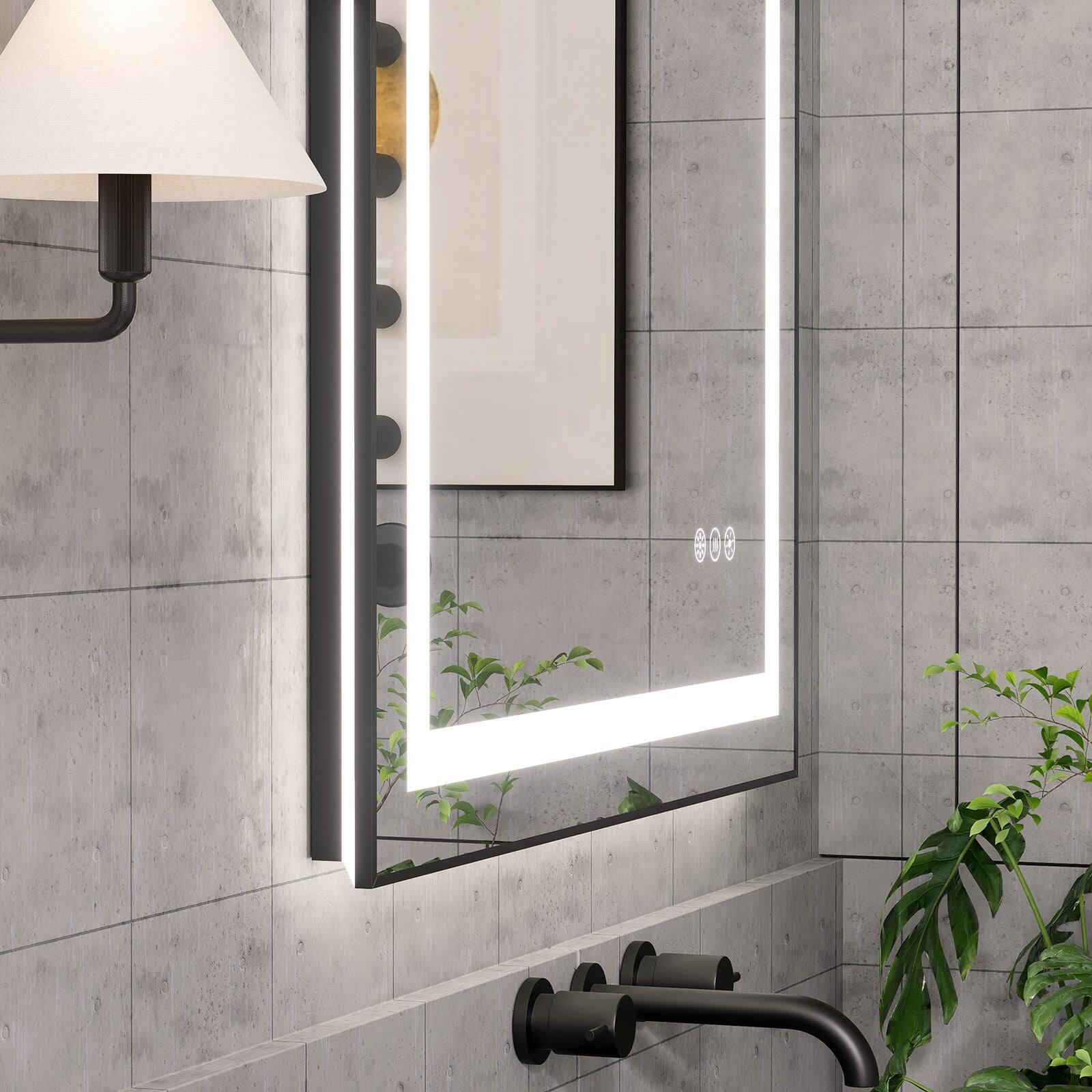 Alt View 9. Boyel Living - 24 in. x 36 in. Black LED Bathroom Mirror with Aluminum Frame Anti Fog and Dimmable Light - Glass.