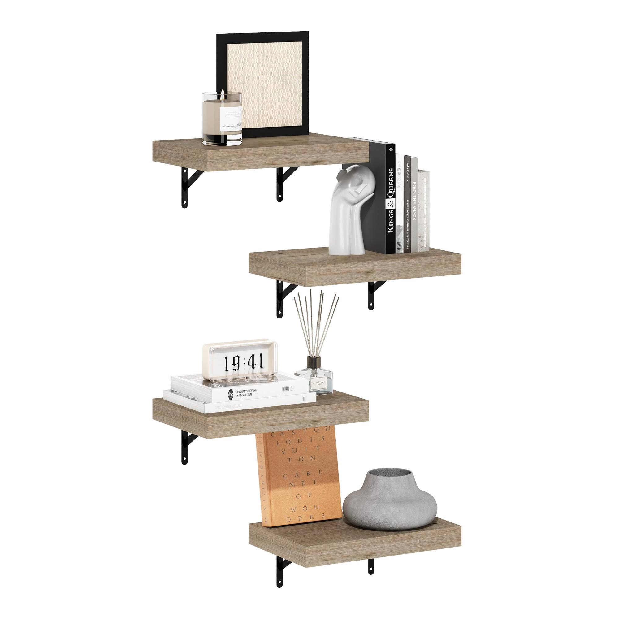 Certainly! Here is the corrected and grouped text from the image:

---

**Top Shelf:**
- QUEENS & KINGS

**Middle Shelf:**
- CASTON
- LOUIS VUITTON
- CASINO
- TRAVEL
- NET
- WON
- DEMS

**Bottom Shelf:**
- 19:41
- CASTON
- LOUIS VUITTON
- CASINO
- TRAVEL
- NET
- WON
- DEMS

**Books:**
- Kings & Queens

---